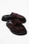 LAVEN Coffee Suede Genuine Leather Women's Slippers