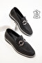 Black Genuine Leather Women's Loafer Shoes 20565