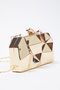 Metalik Altın Üç Boyutlu Abiye Kadın Şık Mini Boy Clutch El Çantası TAKSS25OC00064