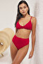 Kırmızı Kemerli Bralette Regular Yüksek Bel Bikini Takımı TBESS25BT00131