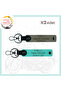 Ash Gray-Turquoise, Name Plate and 0 Rh (-) Blood Type Written Meaningful Gift Set of 2 Keychains