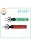 Personalized Name Plate and a Rh (-) Blood Type Written Personal Leather 2 Keychain, Set, Pomegranate Flower-Green