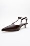 Asher Brown Skin Pointed Toe Slingback Women's Low Heeled Shoes - 4