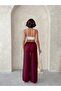 Women's Front Tie-Up Linen Trousers with Embroidered Hem - 4