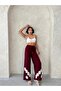 Women's Front Tie-Up Linen Trousers with Embroidered Hem - 3