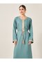 Satin Lace Trim Detail Waist Tie-Up A-Line Jalabyia - 3