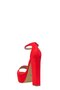 Red Satin Single Strap Platform Heeled Women's Shoes - 3