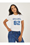 Denim Applique Fitted Cropped T-Shirt