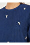 Textured Embellished Round Neck Top - 4