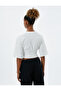Crop Short Sleeve T-Shirt Crew Neck Printed - 4