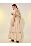 Contrast Stich Detail Flared Sleeves A-Line Maxi Dress - 5