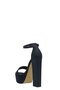 Black Satin Single Strap Platform Heeled Women's Shoes - 3
