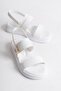 Women's White Double-Strapped Buckle Detailed Daily Comfortable Sandals