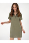 Khaki Regular Fit Linen Short Woven Dress 50309345-Vr027 - 2