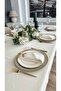 White Tablecloth Set with Copper Lace Detail, 6 Napkins Not Included - 4