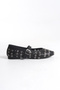 Women's Special Design Black Ballerina Shoes with Staple Detail and Ankle Strap - 3
