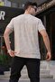 Beige Patterned Crew Neck Men's T-Shirt 6070 - 2