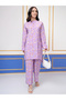 Floral Printed Band Collar Long Sleeves Tunic and Palazzo Pants Co-Ords - 2