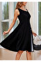 New Season Women's One Shoulder Stripe Detailed Zero Sleeve Side Button Detailed Janjan Crepe Dress - 2