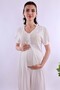 Cotton Maternity Nightgown with Breastfeeding Feature Effortt - Ecru - 2