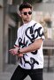 Men's White Overfit Patterned T-Shirt 5811 - 2