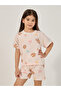 All-Over Print Round Neck T-Shirt and Shorts Pyjama Set - 2