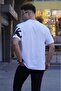 Men's White Overfit Patterned T-Shirt 5811 - 3