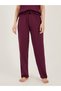 Burgundy Knitted T-Shirt and Straight Pyjama Set for Women - 6