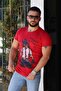 تي شيرت أحمر كلاريت مطبوع 4028