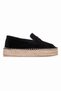 Rolve Women's Genuine Leather Nubuck Detailed High-Sole Ballerina Shoes-S.Black
