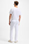 Olsen Men's Relaxed Fit White Sweatpants with Elastic Waistband, Side Pockets, and Decorative Flute on the Back - 4