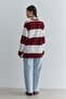 Premium Striped Sweatshirt Claret Red