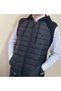 Three Thread Front Quilted Zipper Hooded Vest - 5