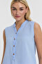 Suit - Judge Collar Half Placket Bluz and Muslin Mini Shorts - 1070-2010 - 4