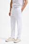 Olsen Men's Relaxed Fit White Sweatpants with Elastic Waistband, Side Pockets, and Decorative Flute on the Back - 2