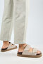 Vina Platform Leather Women's Slippers Beige - 3