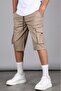 Beige Basic Cargo Pocket Men's Capri Shorts 5473 - 4