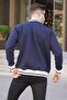 Navy Blue Quilted Patterned Men's Bomber Jacket 6035 - 2