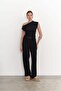 Sona Black Asymmetrical Blouse Pants Set