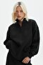 Black Zipper Detailed Oversize Sweatshirt MG1933 - 3