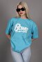 Turquoise Printed Over Fit T-Shirt Mg1514 - 5