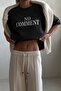 Black Printed Crew Neck Women's T-Shirt Mg1763 - 2