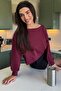 Claret Red Boat Neck Women's Sweatshirt Mg2208 - 5