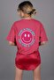 Pink Back Printed Oversize Round Neck Women's T-Shirt - 5