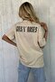 Beige Back Printed over Fit Women's T-Shirt Mg1506 - 3