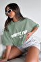 Light Green Printed Crew Neck Women's T-Shirt Mg1706
