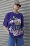Purple Printed Crew Neck Women's T-Shirt Mg1765 - 5