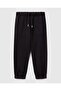 Boy's Black Back Pocket Logo Detailed Drawstring Jogger Sweatpants