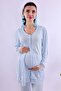 Cotton Maternity and Postpartum Pajama Set with Nursing Features for Prenatal and Postnatal Use Effortt - Blue