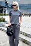 Smoked Crew Neck Basic Women's T-Shirt Mg2075 - 4